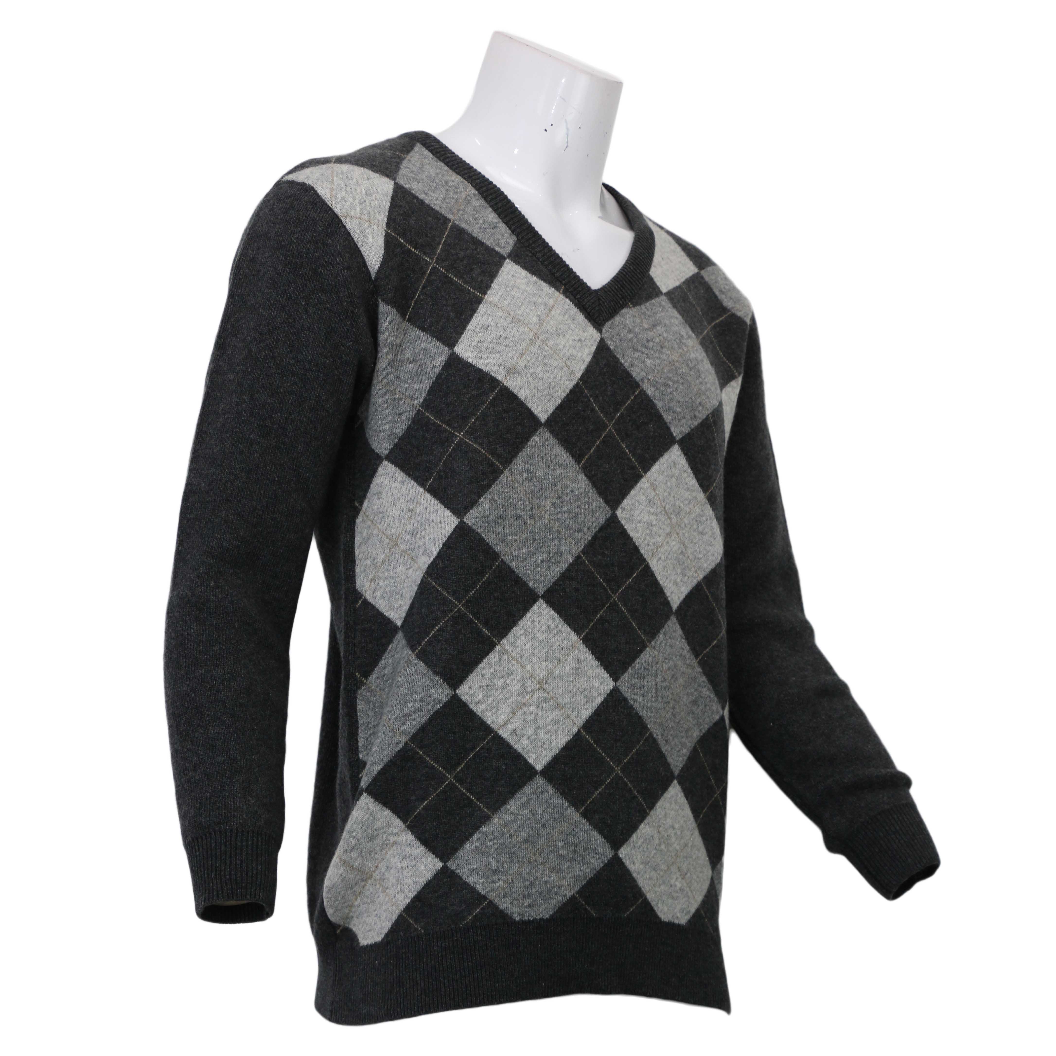 V-neck Jacquard Cashmere Knit Sweaters For men's 