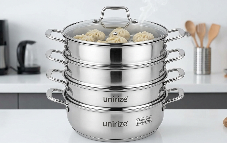 Unirize 24cm 4-Tier Momo Steamer Pot with Lid 