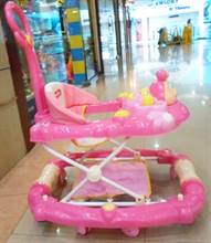 Pink baby trolly for growing infants.