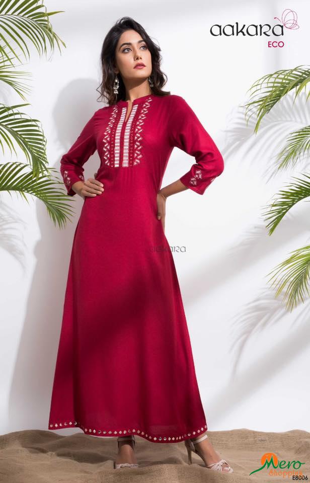 Rayon Gown style kurti (Red) 