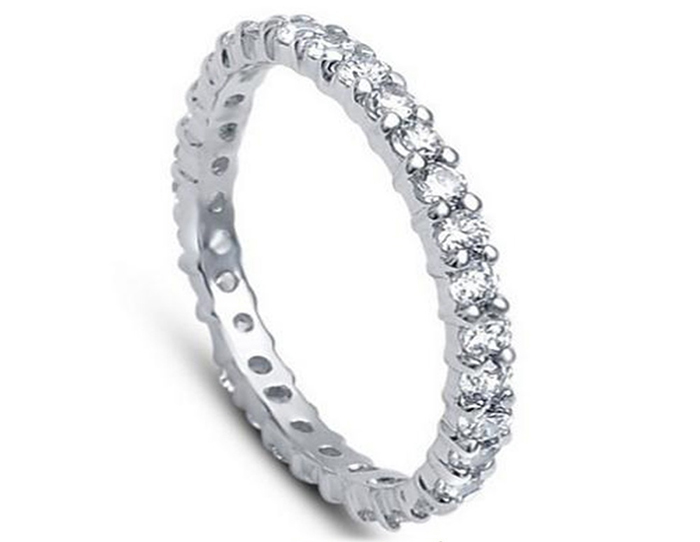 Round Cz Silver Plated Ring 