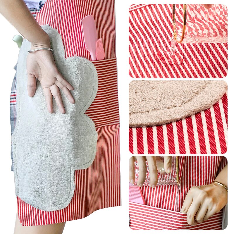 Apron Printed pocket Buckle Side Hand Towel Sleeveless for 2 pcs