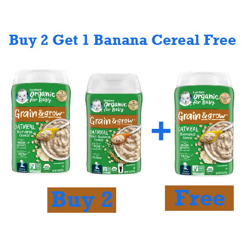 Gerber Organic Oatmeal Banana + Millet Quinoa(Buy 2 Get 1 Free Organic Oatmeal Banana Cereal 227g)