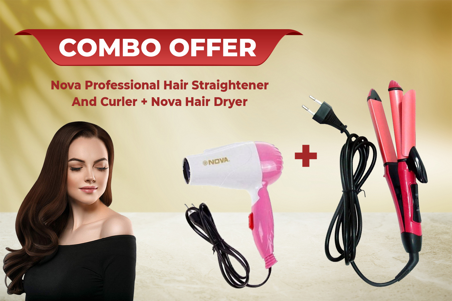 Nova hair dryer + Nova Professional  Hair Straightener and Curler  